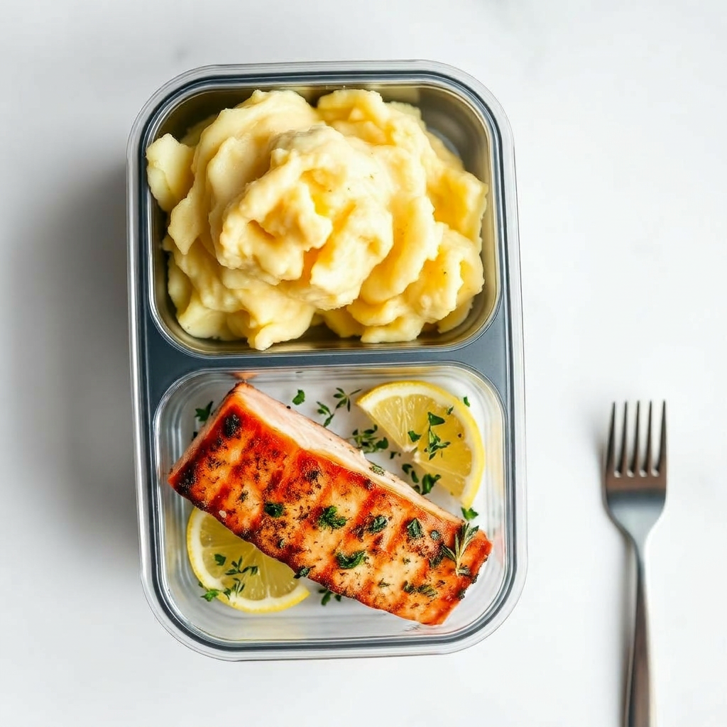 Salmon with Cheesy Mashed Potatoes